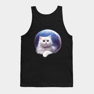 Angora Kitty Cat Under The Full Moon Tank Top